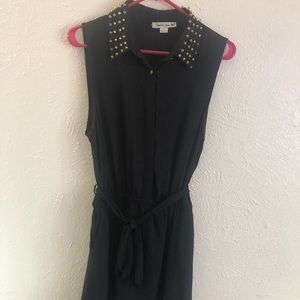 Black studded collared dress